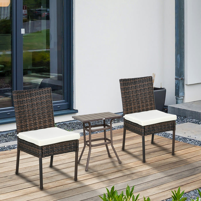 Armless Rattan Outdoor Seating for Two - Sturdy Brown Patio Chairs - Perfect for Garden Relaxation & Entertaining