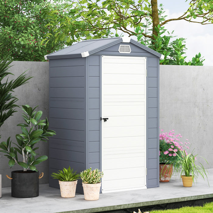 Outdoor Polypropylene Tool Shed 4x3 with Foundation Kit - Ventilated, Lockable Storage Unit for Garden Equipment - Ideal for Secure Organization in Any Backyard