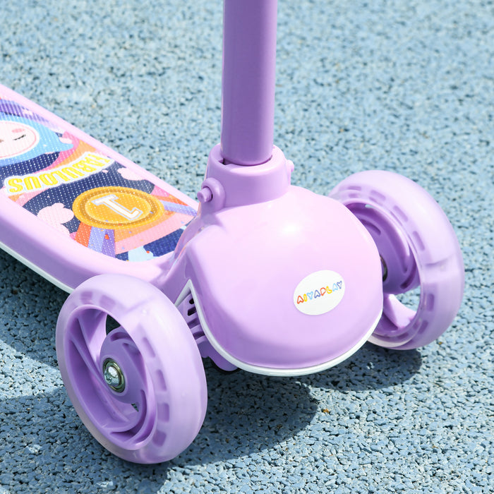 3-Wheel Scooter for Kids Aged 2-6 - Adjustable Height, LED Wheels & Soft TPE Handlebar in Purple - Ideal for Developing Balance & Coordination