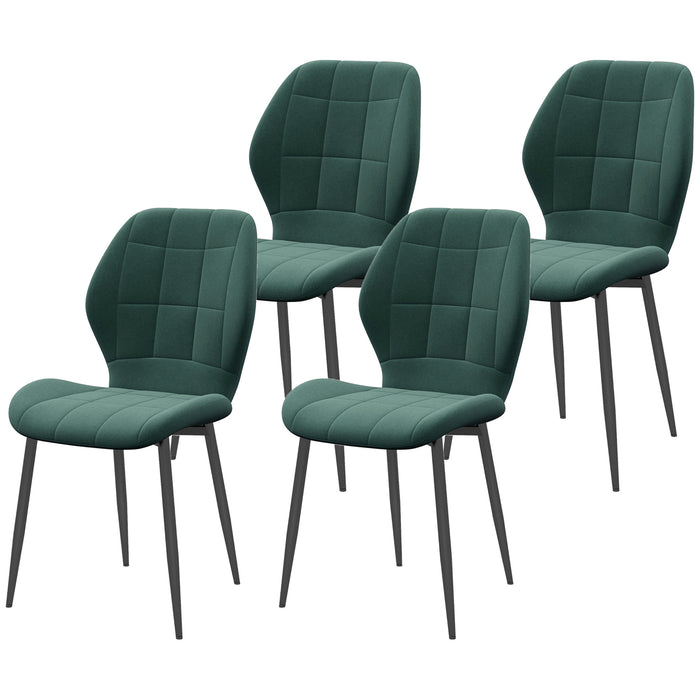 Flannel Relaxed Tub Dining Chairs, Set of 4 - Comfortable Green Upholstered Seating - Ideal for Casual Dining Rooms or Kitchens