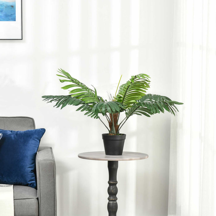 Artificial Palm Tree Duo - 60cm Lifelike Tropical Plant Decoration with Included Nursery Pot - Enhance Indoor/Outdoor Spaces