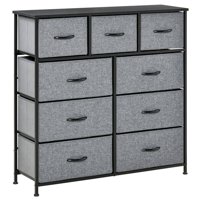 9 Drawers Storage Chest - Bedroom and Entryway Organizer with Easy Pull Fabric Bins - Ideal for Clothing, Accessories & Decluttering