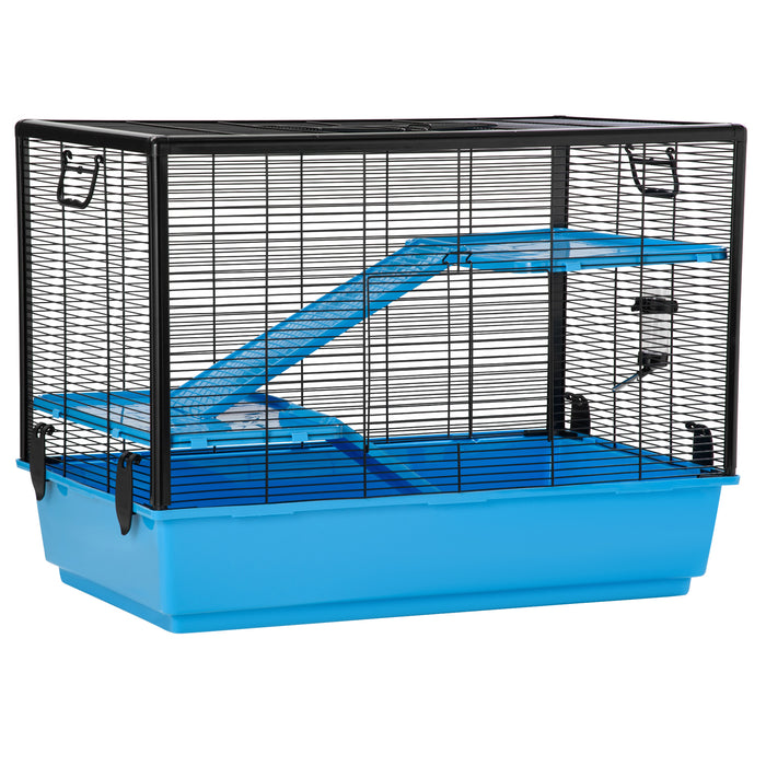 Compact Indoor Habitat for Guinea Pigs, Hamsters, Chinchillas - Includes Accessories, 80x48x58 cm, Light Blue - Perfect Home for Your Small Furry Friends