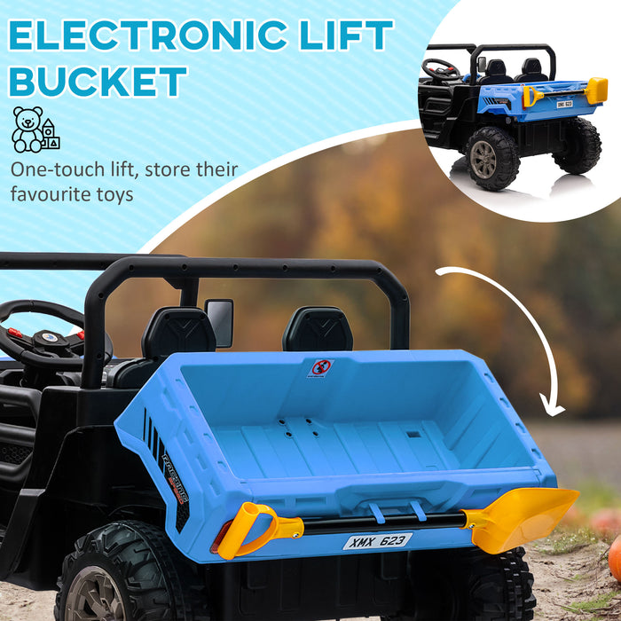 12V Dual-Seater Children's Electric Ride-On Car - Includes Electric Bucket and Remote Control - Perfect for Kids' Adventure Play