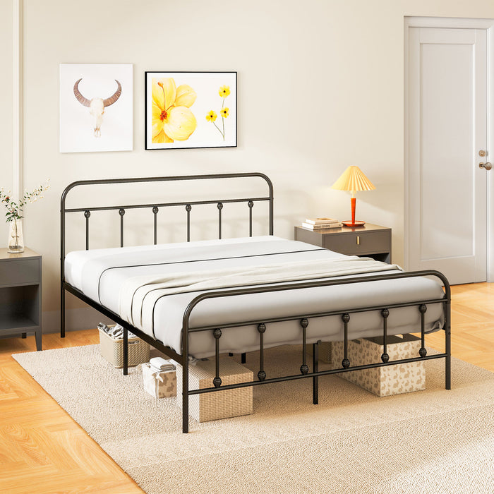 King Size Platform Bed Frame with Tall Headboard, Underbed Storage - Strong Steel Slats, No Box Spring Required, Easy Assembly - Ideal for Modern Bedroom Décor & Space Maximization