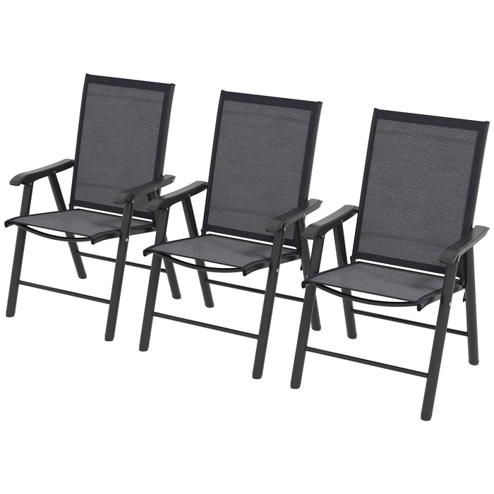 Foldable Garden Chair 6-Piece Set - Metal Frame Patio Seating with Breathable Mesh - Outdoor Dining Solution for Parks & Patios, Dark Grey