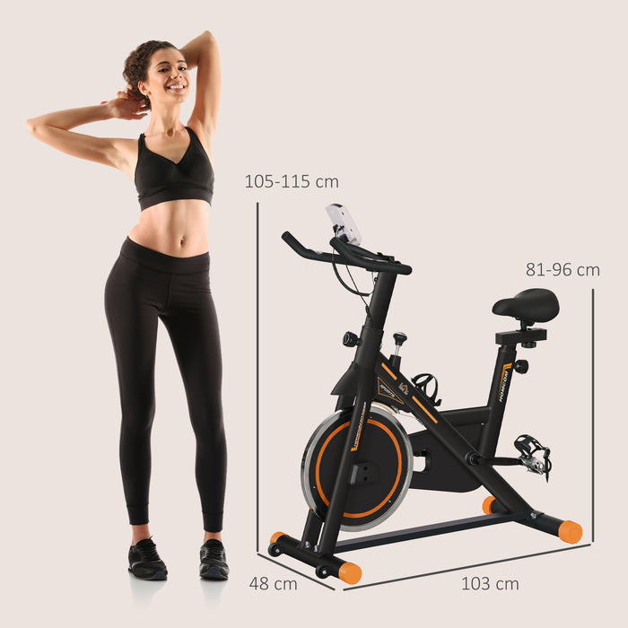 Indoor Cycling Exercise Bike with LCD & Heart Rate Sensor - Orange Static Bike for Cardio Workouts at Home or Office - Ideal for Fitness Enthusiasts and Everyday Gym-goers