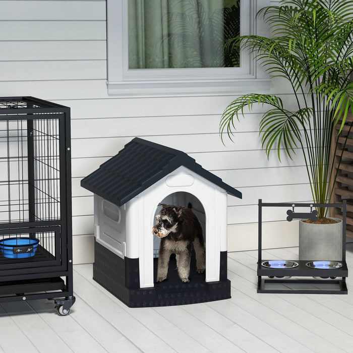 Compact Plastic Dog Kennel with Ventilated Windows - Sturdy Outdoor Shelter for Miniature Breeds - Perfect for Garden and Patio Comfort