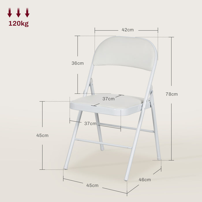 Cushioned White Steel Chairs, Set of 2 - Durable Foldable Seating Solution - Ideal for Events and Gatherings