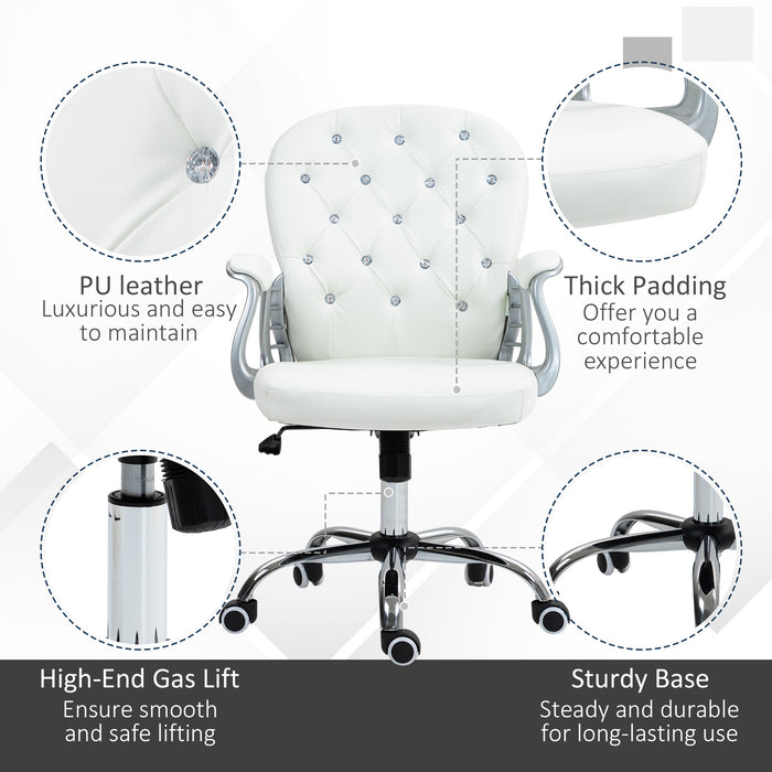 Ergonomic 360° Swivel Office Chair - PU Diamond-Pattern Padding & Durable 5-Castor Wheel Base - Ideal for Home Office Comfort and Style