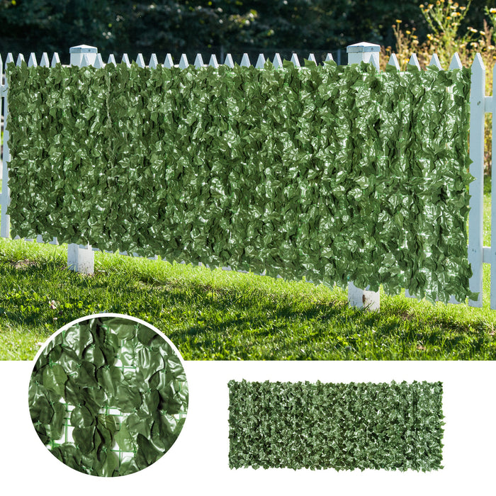 Artificial Leaf Hedge Privacy Screen - 2-Piece, Dark Green, 2.4M x 1M for Outdoor/Indoor Garden Decor - Enhances Seclusion and Aesthetics