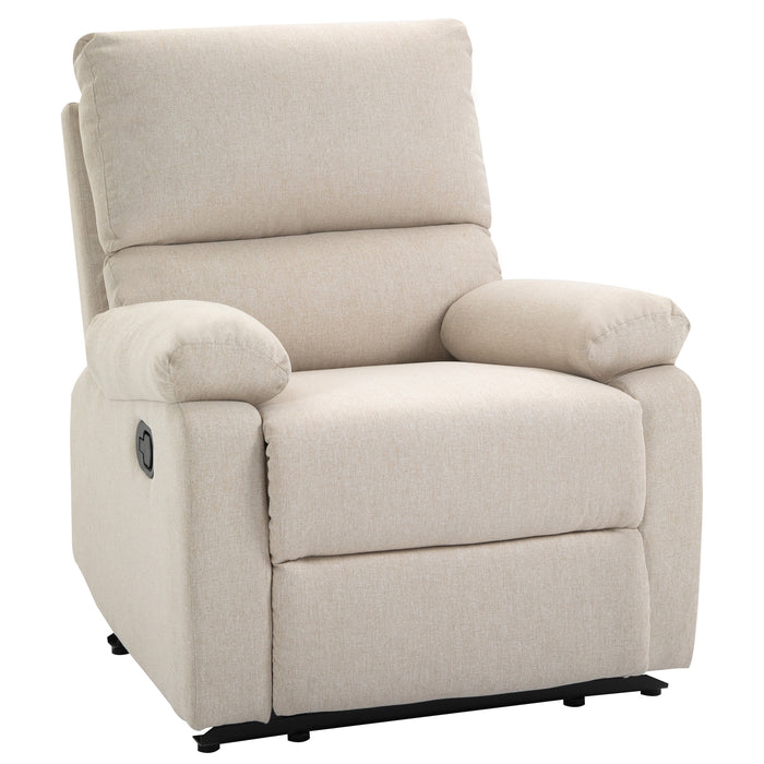 Double-Padded Manual Recliner with Footrest - Adjustable Metal Frame Armchair for Bedroom, Living Room, TV, Gaming - Comfortable Seating Solution for Home Use in Beige