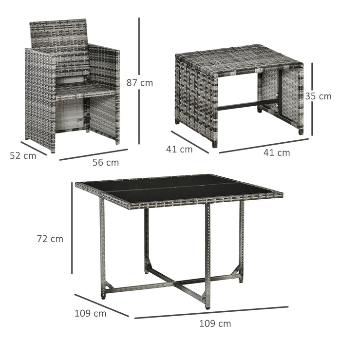 Outdoor Rattan 9PC Set - Mixed Grey Wicker Patio Dining Table with 8 Seats - Ideal for Garden Entertaining and Family Meals