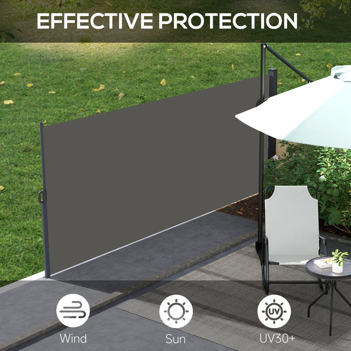 Retractable Side Awning Model X120 - Outdoor Privacy Screen for Garden, Hot Tub, Balcony, Terrace, Pool, 400x180cm in Dark Grey - Provides Secluded Space & Sun Protection