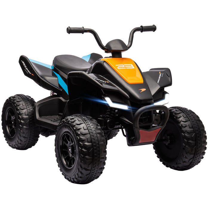 McLaren Licensed 12V Quad Bike - Electric Ride-On with Music, Headlights, MP3 Connectivity, Slow Start, Suspension Wheels - Perfect for Kids Aged 3-8