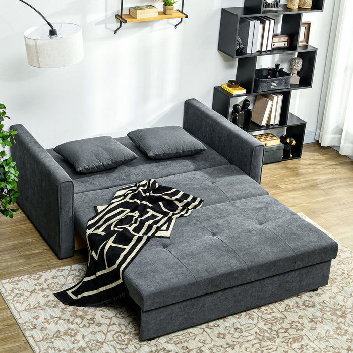 Convertible 2-Seater Sofa Bed - Fabric Upholstery with Hidden Storage Option - Ideal Space-Saving Furniture for Living Rooms