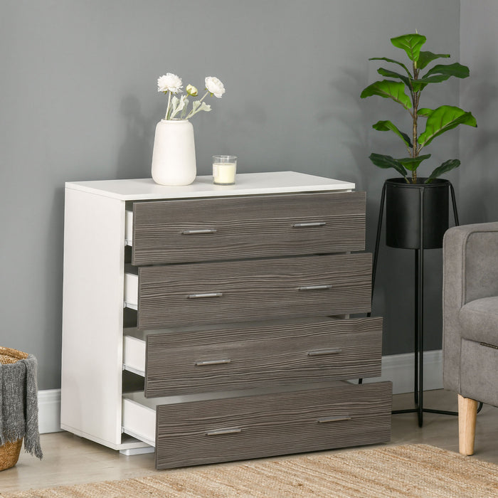 4-Drawer Chest - Grey Storage Organizer for Bedroom and Living Room - Space-Saving Dresser Unit