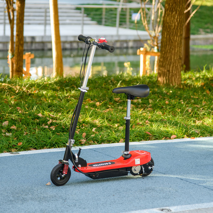 Folding Electric Scooter with Steel Frame & Warning Bell - Kid-Friendly E-Scooter, 15 km/h Top Speed, Red - Ideal for Ages 4 to 14