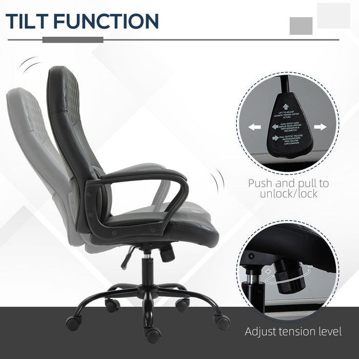 Ergonomic High-Back Executive Massage Chair - PU Leather Vibration, Adjustable Height, Built-in Lumbar Support, Armrests - Ideal for Office Workers Seeking Comfort and Back Relief