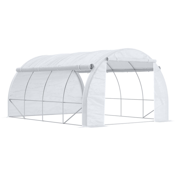 Polytunnel 4x3x2m Greenhouse - Steel Frame with Reinforced Cover & Zippered Door, 8 Ventilation Windows - Ideal for Garden and Backyard Growing Enthusiasts