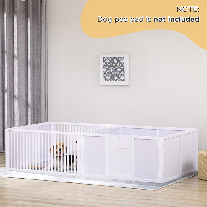 7-Panel Baby Dog Playpen with Triple Entry - Dual-Room Puppy Enclosure, Whelping Box - Safe Space for Training & Play for Young Pets