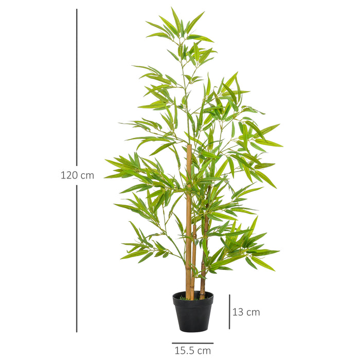 Artificial Bamboo Trees Duo - 120cm Tall Faux Plant Decoration with Nursery Pot - Enhances Indoor & Outdoor Spaces