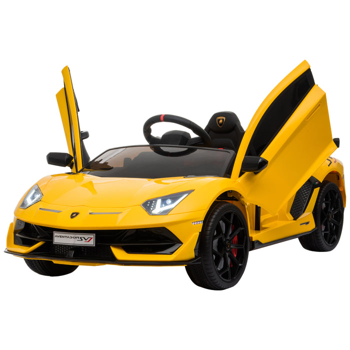 Lamborghini Aventador Ride On Car - 12V Battery-Powered Electric Sports Racing Toy for Kids with Parental Remote Control and Lights - Fun Driving Experience for Children