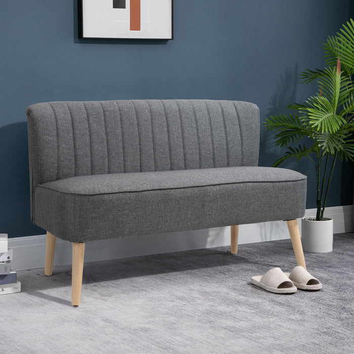 Double Seat Modern Loveseat - Compact 2-Seater Sofa with Padded Linen and Wood Legs - Ideal for Small Spaces and Cozy Interiors