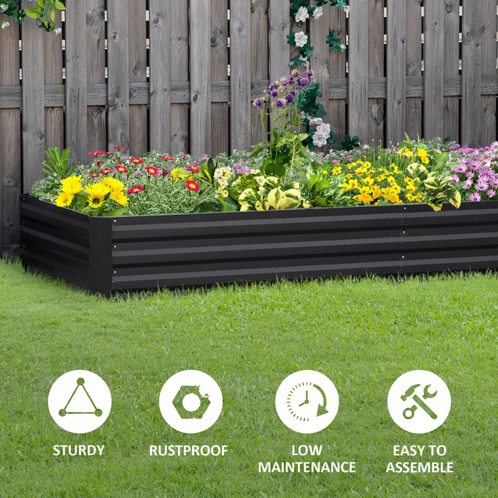 Metal Raised Garden Bed - Durable Outdoor Planter Box for Flowers and Herbs, Grey - Ideal for Garden Enthusiasts & Urban Farmers, 241x90.5x30cm