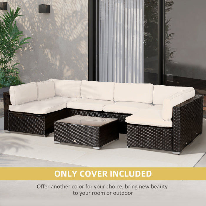 Rattan Furniture Cover Set - Beige Replacement Outdoor Sofa Seat Cushion Covers, Weather-Resistant - Ideal for Patio & Garden Without Cushions