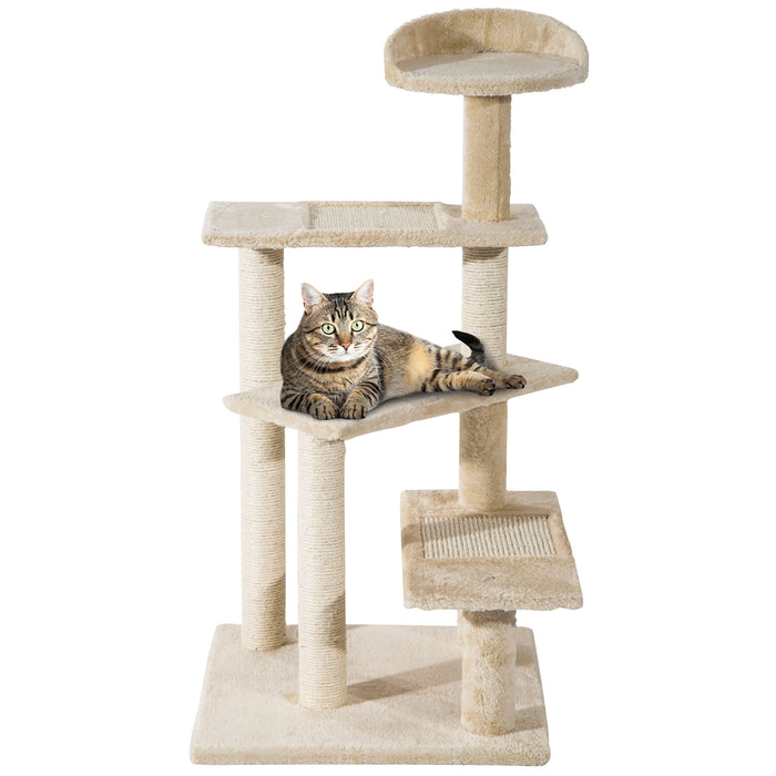 Kitten Scratch Cat Tree - Sisal Post Climbing Tower with Scratching Scratcher - Activity Centre for Cats, Beige