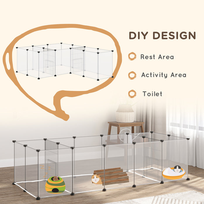 DIY Small Animal Playpen - 18-Panel Portable Metal Wire Cage for Pets - Ideal for Guinea Pigs, Hedgehogs, Indoor/Outdoor Use, 175x70x45cm, White