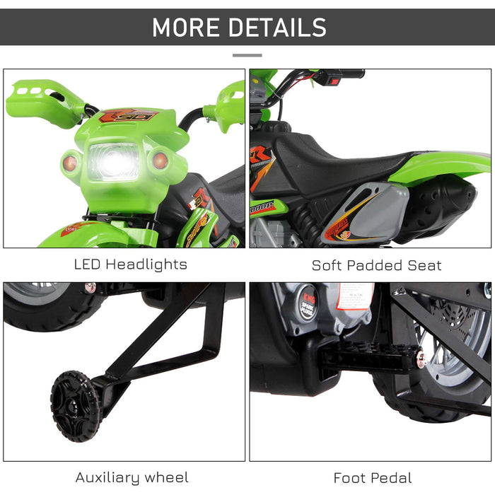 Kids Electric Motorbike - 6V Battery-Powered Ride-On Motorcycle, Green - Perfect for Young Adventurers