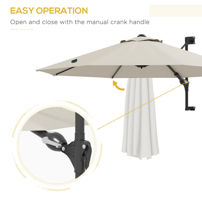 Wall Mounted Parasol with Air Vent - Beige Garden Patio Sun Shade Canopy - Ideal Outdoor Umbrella for UV Protection and Comfort
