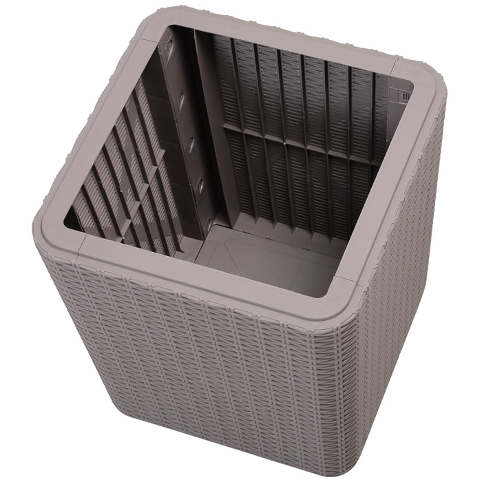 Outdoor Rattan-Effect 50L Ice Cooler Table with Lift-Top - Elegant Grey Design for Patio Entertaining - Keeps Drinks Chilled during Social Gatherings