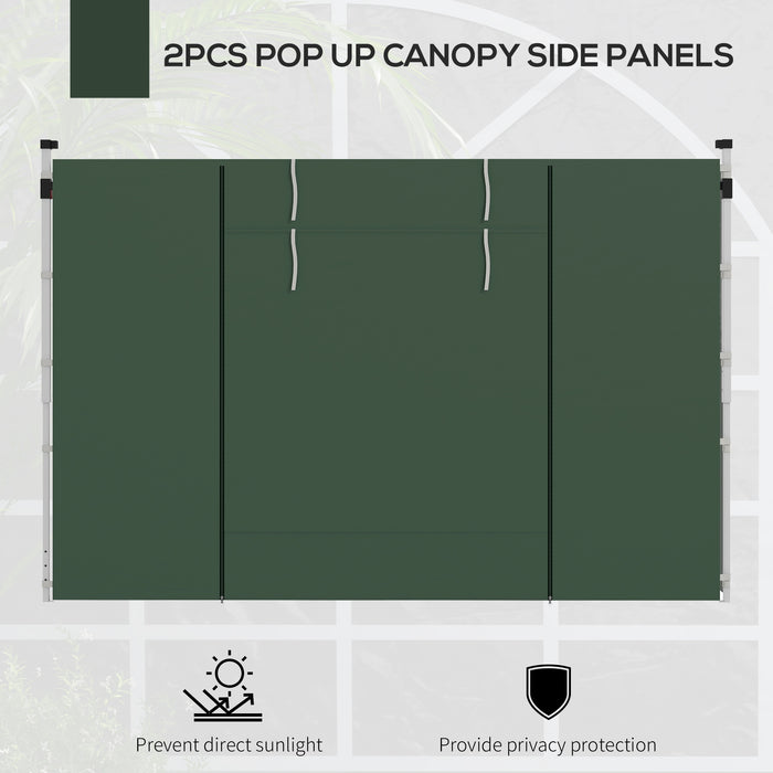 Gazebo Side Panel Replacements - 2-Pack with Windows and Doors for 3x3m or 3x6m Pop Up Gazebos - Ideal for Outdoor Shelter and Privacy, Green
