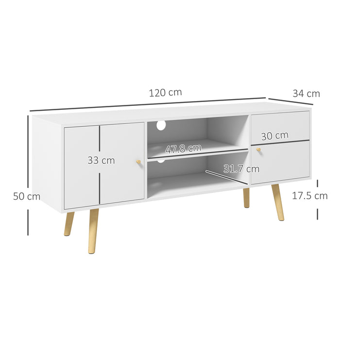 TV Stand with Wood Legs - Accommodates 55-Inch TVs, Storage Shelves - Stylish Living Room Organization Solution