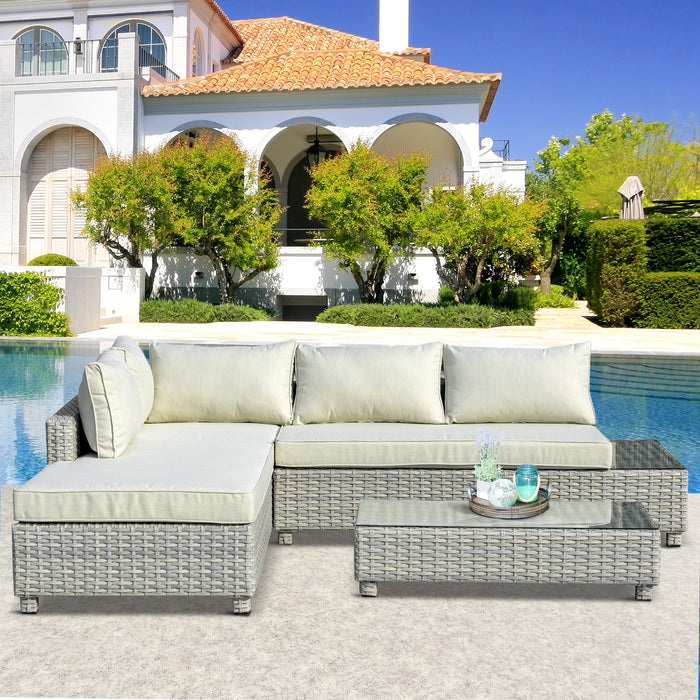 Deluxe 3-Piece PE Rattan Sofa Set - Outdoor Wicker Sectional with Aluminium Frame & 4-Level Backrest - Perfect Patio Conversation & Lounge Furniture