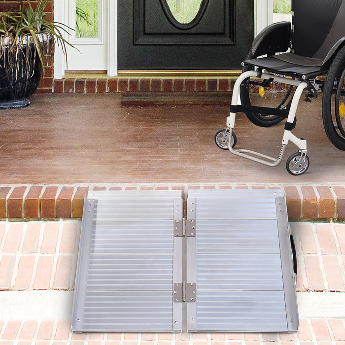 Lightweight 2ft Aluminum Folding Ramp - Wheelchair and Scooter Accessibility Solution - Portable Mobility Aid for the Disabled and Elderly