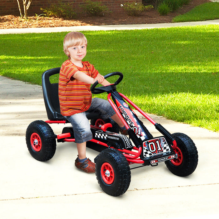 Pedal-Powered Go-Kart for Kids with Air Inflatable Tyres - Racing-Inspired Design - Perfect Outdoor Fun for Ages 3-8