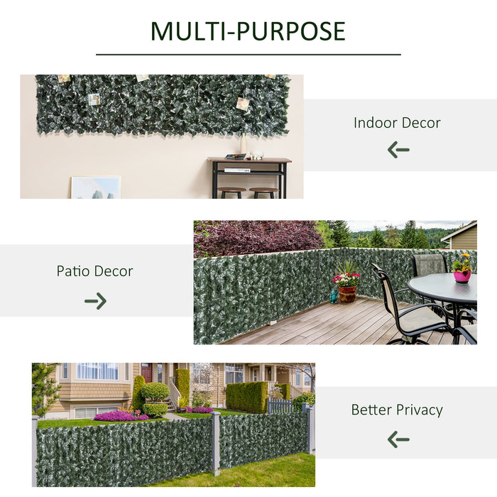 Artificial Leaf Hedge Screen Set - Dual 3 x 1.5m Dark Green Privacy Fences for Outdoor Gardens and Indoor Decor - Creates Secluded Spaces in Home or Commercial Settings