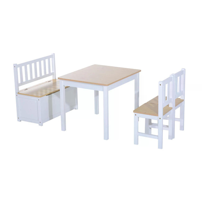 Pine Wood Kids Bedroom Collection - 4-Piece Furniture Set in Oak/White Finish - Perfect for Children's Room Makeover