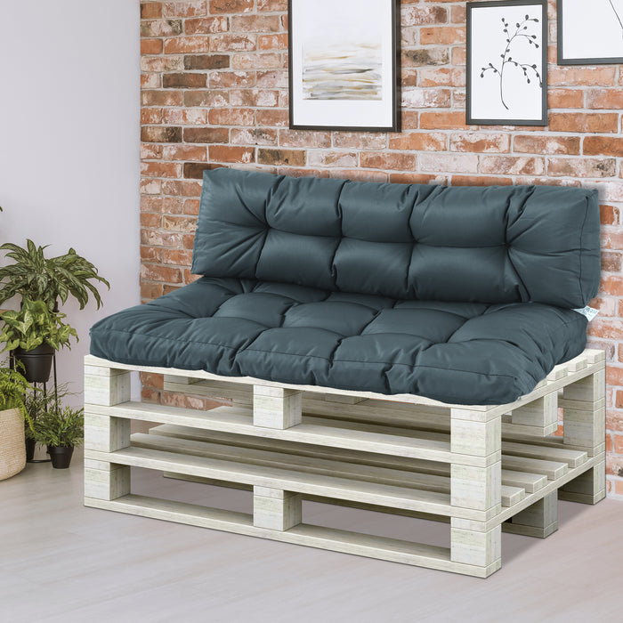 Comfortable Tufted Pallet Cushions - 2 Piece Set for Garden, Patio, 120x80x12cm, Waterproof - Ideal for Indoor & Outdoor Seating, Dark Grey