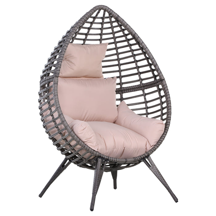 Elegant Rattan Teardrop Egg Chair with Plush Cushion - Wicker Weave Design for Indoor/Outdoor Use - Perfect Comfortable Nook for Relaxation