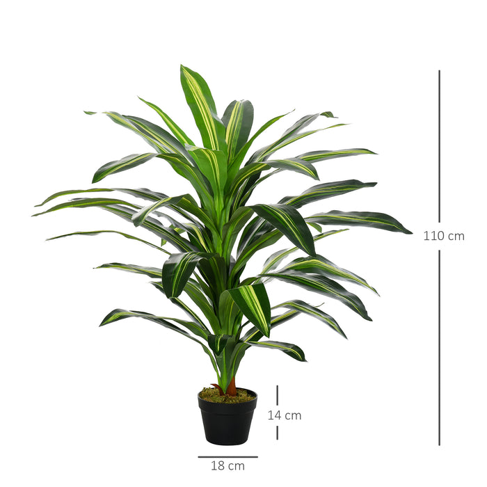 Artificial Dracaena Tree Pair - 3.6FT Tall, 40-Leaf Faux Tropical Plants with Nursery Pots - Elegant Home & Office Greenery Decor