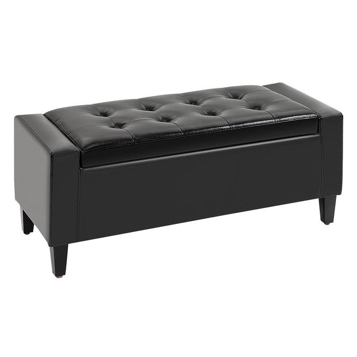 Luxurious PU Leather Ottoman Bench - Spacious 92x40x40cm Storage Chest with Tufted Flip-Top - Elegant Seating & Organizational Solution for Any Room