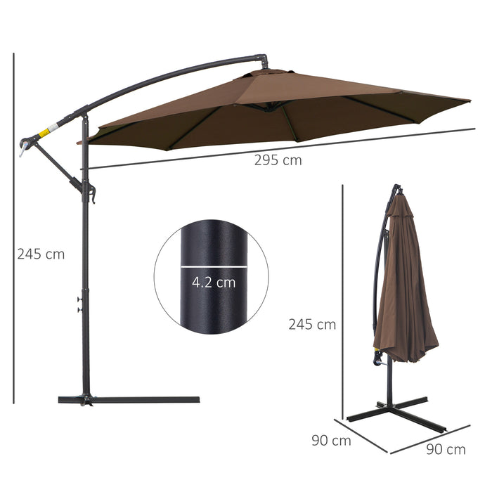 Cantilever Banana Umbrella - 3M Patio Parasol in Steel Brown, Sun Shade & Rain Protection - Ideal for Outdoor Spaces and Garden Lounging