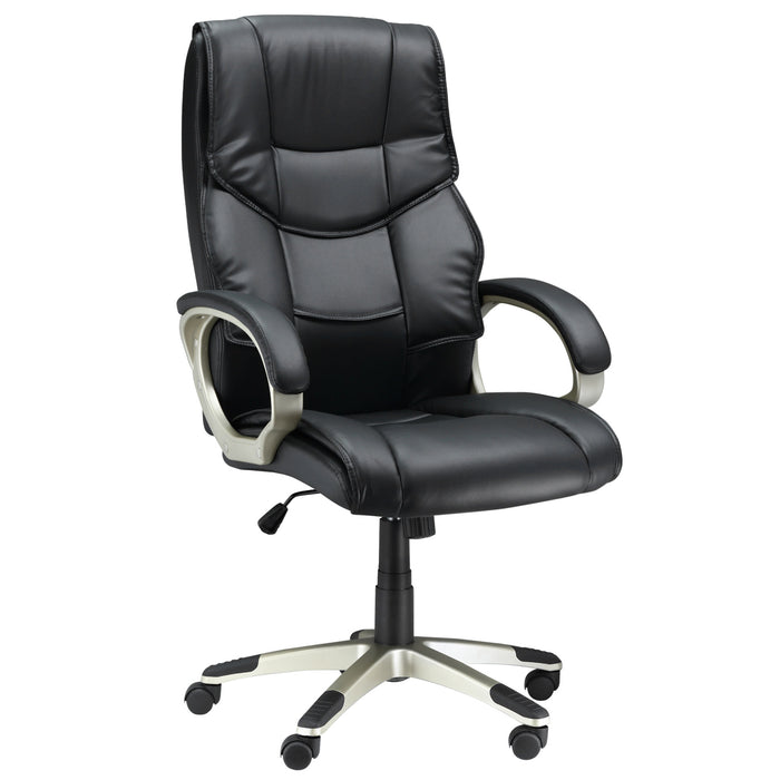 High Back Swivel Chair - Ergonomic Faux Leather Office Desk Chair with Adjustable Height and Rocking Feature - Ideal for Home Office Comfort and Productivity