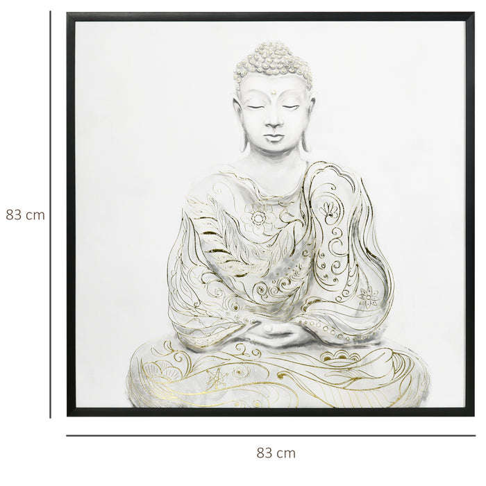 Textured Golden Buddha Canvas Art - Serene Meditation Wall Picture for Home Decor - Ideal for Living Room and Bedroom, 83x83 cm