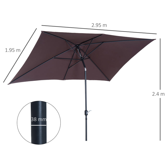 Rectangular Patio Umbrella Parasol - Durable Outdoor Garden Canopy with Sun Shade Protection and Easy Tilt Crank - Ideal Shelter for Backyard Leisure and Entertaining